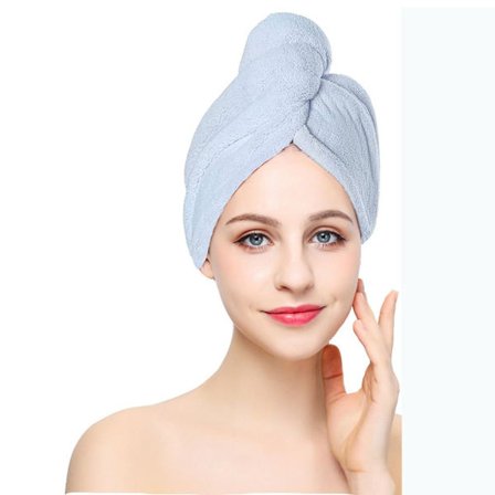 Mikrofiber Hår Håndkle Wrap Tørt Hår Cap BLÅ