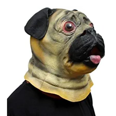 Halloween Kostymfest Latex Mask Djurhuvud Pug Hund, Leksaker