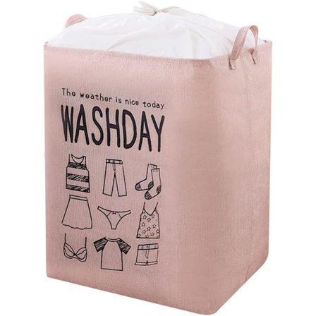 Stor skittentøyskurv, teppe, klær, leker og diverse oppbevaringsveske, støvtett snøring, sammenleggbar rosa