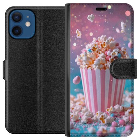 Kompatibelt Plånboksfodral till Apple Apple iPhone 12 Popcorn-hink retro bio snacks rolig figur