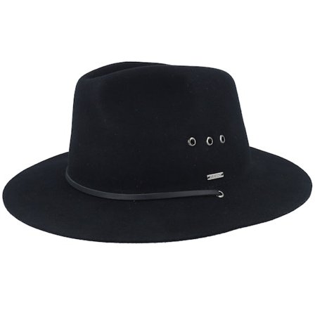 Brixton - Negro Sombrero - Wesley Wthr Guard Packable Fed Black Traveller @ Hatstore