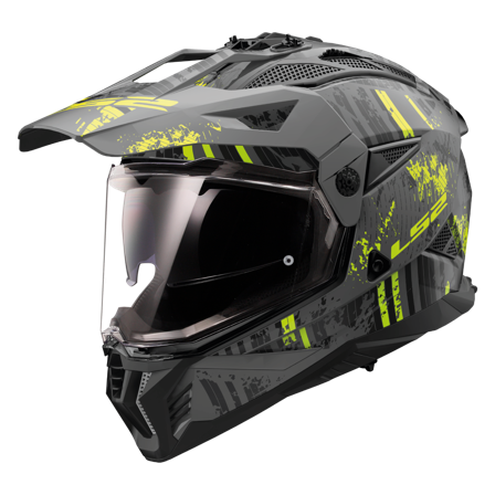 Kask Adventure LS2 MX702 Pioneer Il Crazy Matowy Czarny/Żółty Hi-Vis S