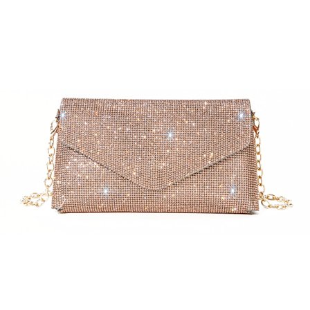 Glitter Aftenveske for Kvinner Bryllup Clutch Veske Kjede Skulderveske Liten Selskapsveske Crossbody Veske