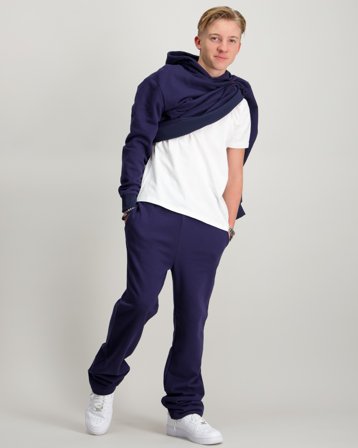 Zeke Essential Logo Print Sweatpants Blå Bukser Gutt - Kids Brand Store