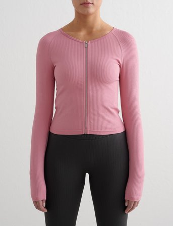 aim ́n Ribbed Seamless Zip Jacket - Pink - XL