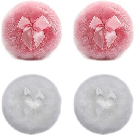 Mjuk plyschpuderpuff, mjuk ansiktspuff med rosett, torr puderpuff, 4 st