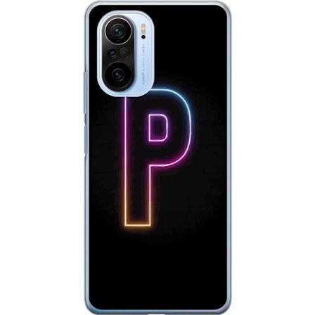 Kompatibel Mobilcover til Xiaomi Xiaomi Mi 11i Minimalistisk neonbogstav P i farvegradient og lyseffekt mod sort baggrund i digital neonstil