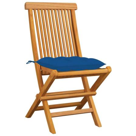 Vidaxl Trädgårdsstolar Med Blåa Dynor 4 St Massiv Teak Blå