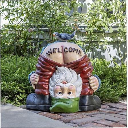 Hagenisse-statuedekorasjon - Harpiks morsom hagefugl velkomst