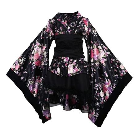 Japanilainen Perinteinen Palvelijan Mekko Kimono Cosplay Asuste Palvelijan Puku Mekko Koko M (musta)BlackM Black M