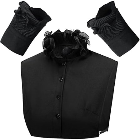 Falsk Krage Avtagbar Halvskjorta Blus Falska Ärmar Manschetter Set Elegant Design för Kvinnor Flickor, svart