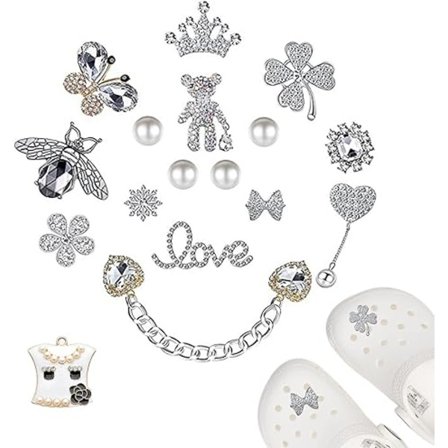 17 stk Liten Bjørn Tilbehør Krystall Diamant Tilbehør Flat Sjarm Sko Tilbehør Rhinestone Sko Mote Skinnende DIY Sjarm, Herre Dame Tresko San