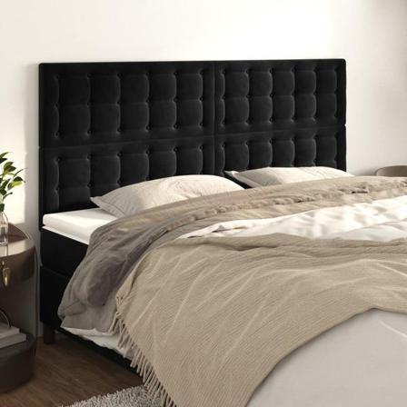 Vidaxl Huvudgavlar 4 St Svart 80x5x78/88 Cm Sammet Svart