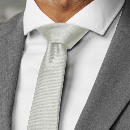 Corbata delgada de grogrén gris claro de 6 cm para hombres - Corbatas lisas