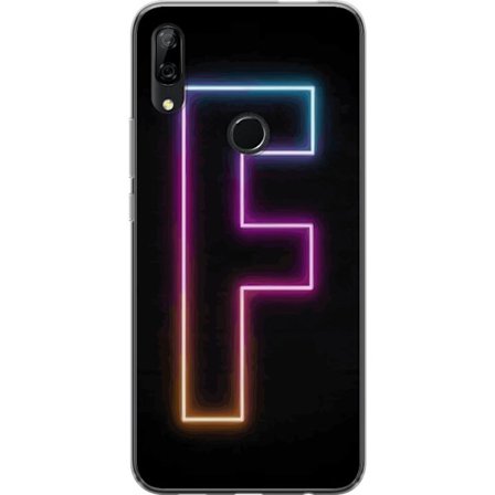 Yhteensopiva Puhelinkuori Huawei Huawei P Smart Z Neonkirjain F vaaleanpunaisella, sinisellä ja keltaisella valokehyksillä tummaa taustaa vasten, gr