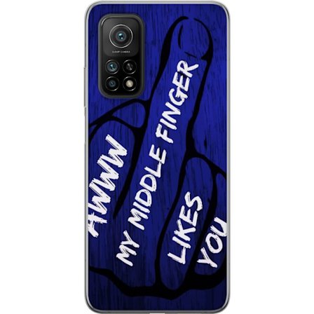 Kompatibelt Mobildeksel til Xiaomi Mi 10T 5G Mørk typografisk illustrasjon med hjerteform og budskap om vennskap mot dyp blå tretekstur