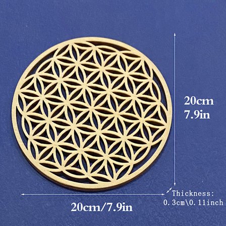 1st Chakra Livets blomma Naturlig symbol Trä rund kant cirkel