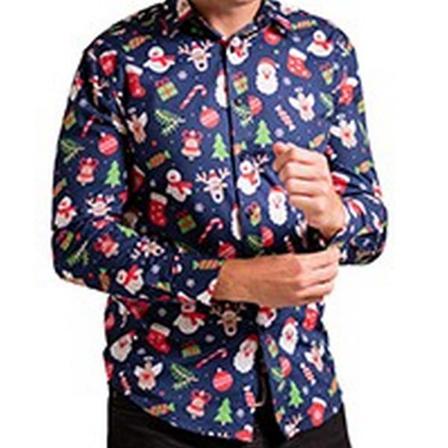 Julbutik Printed Julskjorta S Blå Assorted