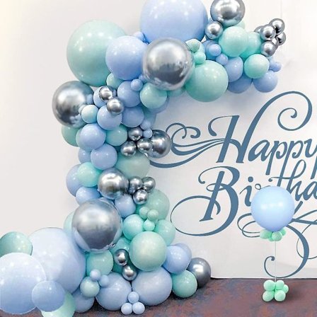 Blå Mint Grön Silver Metallic Ballong Båge Kit Pastell Ballong Band 16ft Ballong Band, Ballong Punkt Och Ballong Band