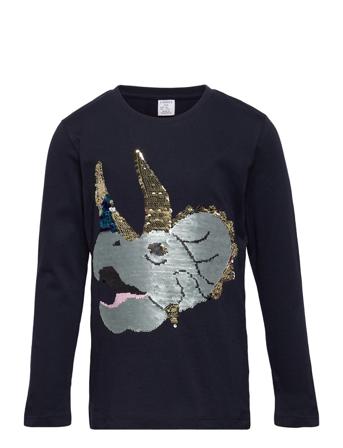 Top Ss Flip Sequins Dinomania T-shirts Long-sleeved T-shirts Navy Lindex