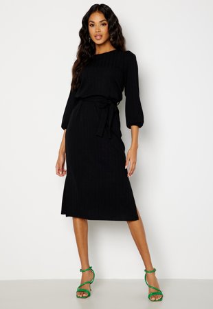 Happy Holly Caroline rib dress Black Klær