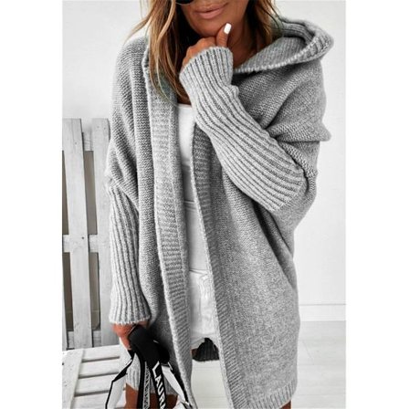 Womens Long Cardigans Cable Knitted Open Front Oversized Hooded O