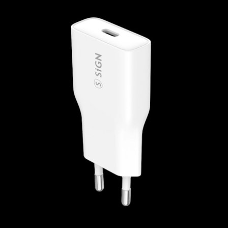 SiGN GaN Ultra Slim Fast Charger USB-C PD & Q.C3.0 20W – White