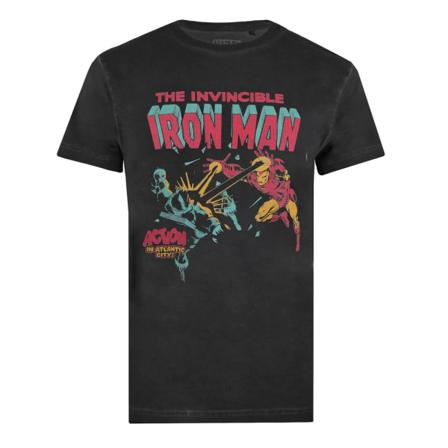 Iron Man Blast T-shirt För Män L Vintage Svart