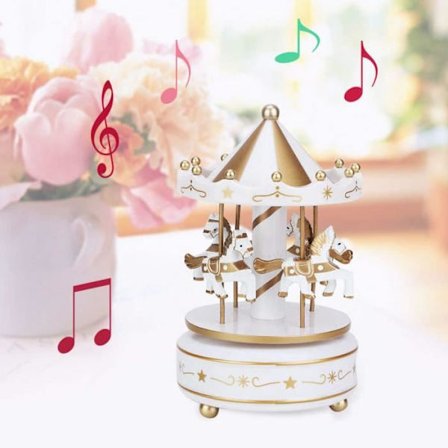 Fdit Carousel Music Box Karusell Music Box Födelsedagsjulklappar för barn (vit)
