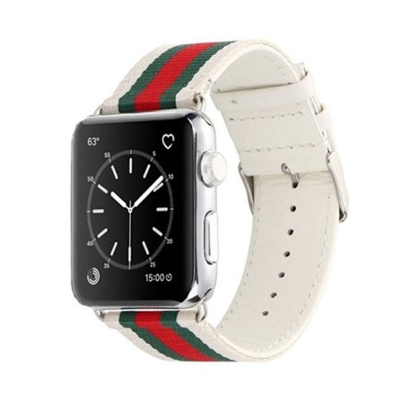 Apple Watch 42mm sports urrem i nylon og lædermateriale - Hvid
