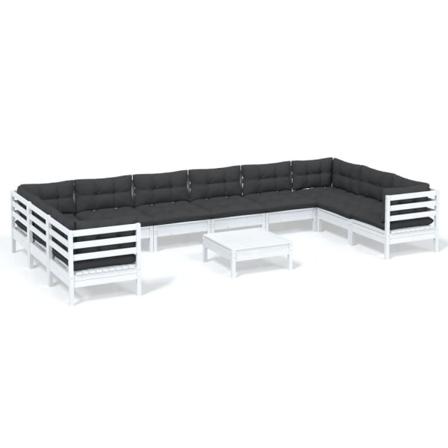 Vidaxl Loungegrupp Med Dynor 11 Delar Vit Massiv Furu Vit