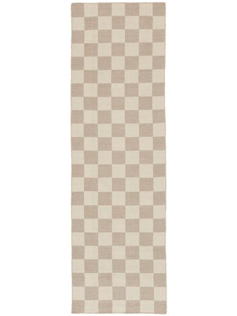 Checkie 86X300 Petit Beige Couloir Tapis De Laine
