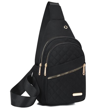 Liten slynge ryggsekk kvinner brystveske casual messenger bag reise liten veske svart-WELLNGS