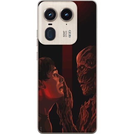 Kompatibelt Mobilskal till Motorola Motorola Edge 50 Ultra Mörk fantasyillustration som visar mötet mellan människa och monster med stark dramatik