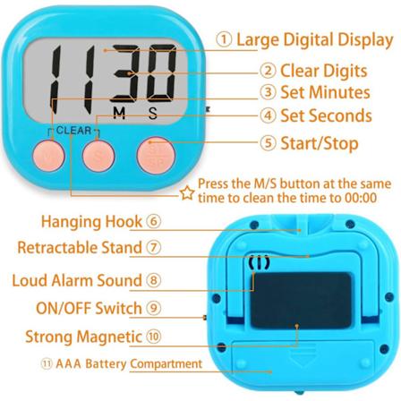 4 Pakkia Luokkahuoneen Ajastimia Lapsille - Suuri Magneettinen Digitaalinen Ajastimen - Sininen/Vihre Blue Green 2
