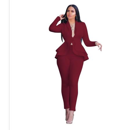 Office Damer Blå Rosa 2 Tvådelade Set Top Byxor Elegant Casua