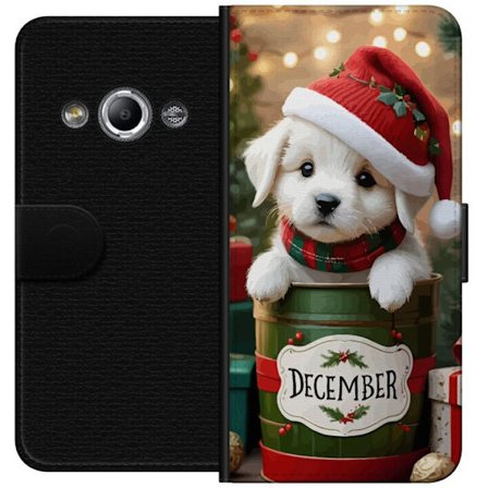 Yhteensopiva Lompakkokotelo Samsung Galaxy Xcover 3 Joulukuu pentu joulu söpö koira joulupukki hattu lahja viihtyisä joulu pentu söpö juhla loma
