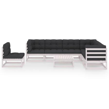 Vidaxl Loungegrupp Med Dynor 8 Delar Vit Massiv Furu Vit