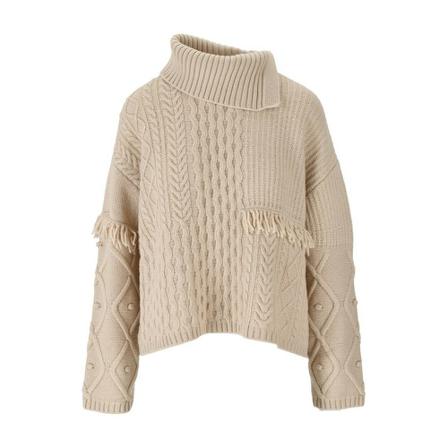 Max Mara Weekend, Faiti Beige Turtleck Jumper Beige, Dames, Maat:S,wol,geweven patroon