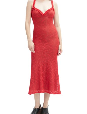 Bardot Alegra Stretch Lace Midi Dress - Red - 38