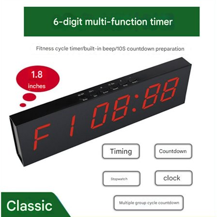 LED Gym Timer Stoppeklokke med Fjernkontroll, Nedtelling/Opptelling Klokke Timer, Intervalltimer
