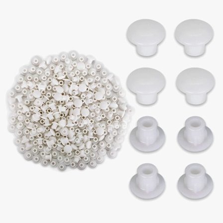 500 stk. Hvide Plastik Hulpropper 12*5mm Runde Skrue Dæksler til Møbler Hylder Skabe
