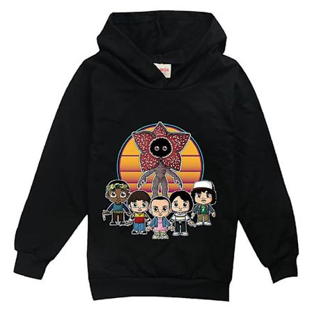 Barn Stranger Things 4 Trykket Hoodie Sportshettegenser Pullover Spor Topper Hoody Aktivtøy 9-14 År