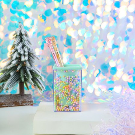 Krystal Pen Holder Stationery Organizer GREEN SQUARE SQUARE