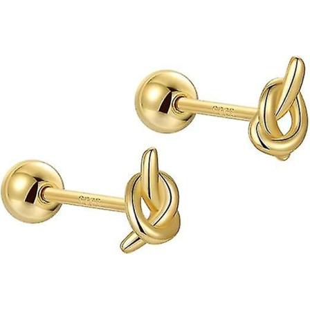 Brusk Stud Ørepynt for Kvinner Tenåringsjenter 925 Sterling Sølv Keltisk Kjærlighetsknute Linje Liten Ball Skrue Tilbake Hypoallergenisk Pierced 