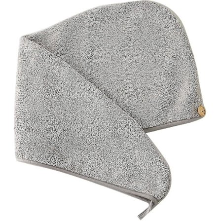 Nopeasti Kuivuva Suihkukorkki Bambu Mikrokuitu Hiustenkuivauspyyhe Kääre Harmaa Raidoilla Nopeasti Kuivuva Suihku Turbaani Korkki