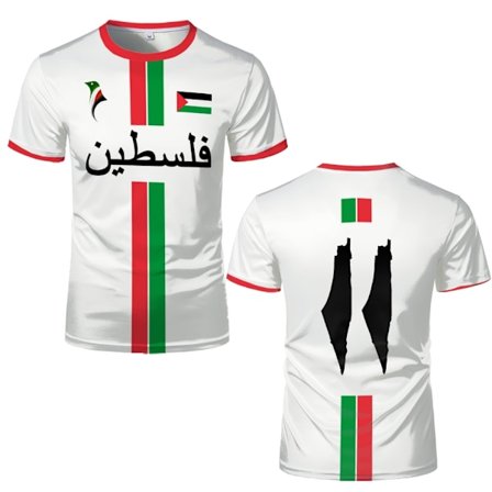 Palestina Fotboll T-shirts Sommarmode Kortärmad Palestinsk Flagga 3D-tryckta T-shirts Casual O-hals Lös Herrtröjor T-shirts