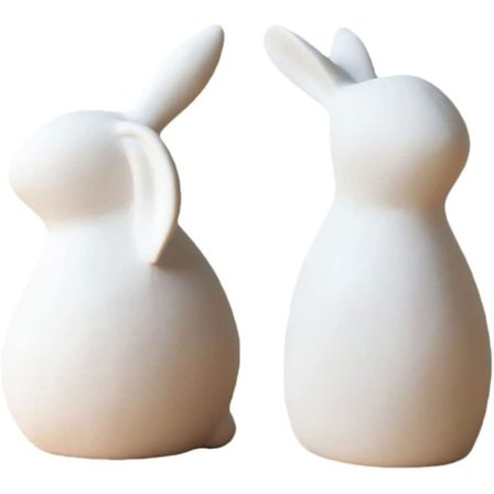 2 stk Kanin Ornament Påskehare Kanin Kreativ Dekorativ Figur Statuette Keramik Æg Figur