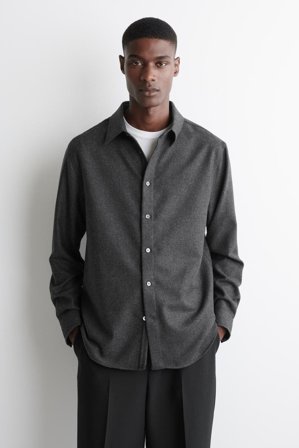 COS Homme Chemise Décontractée En Flanelle De Laine in Gris