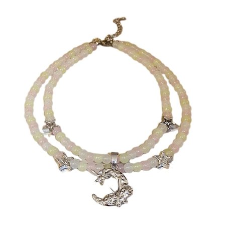 Trendigt pärlhalsband med månhänge - Statement-halsband med måne